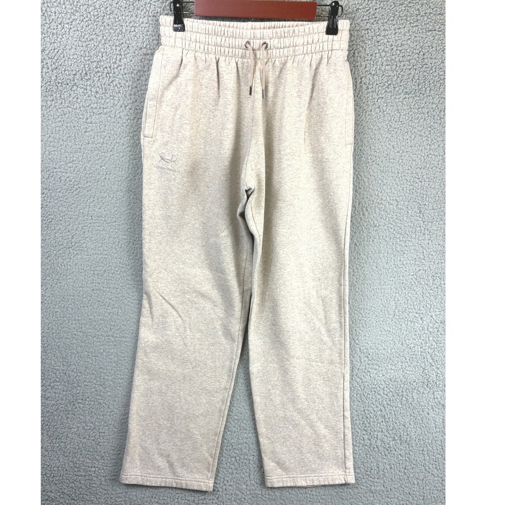 Under Armour Fleece Open Hem Sweatpants Womens M Beige Oatmeal Athleisure